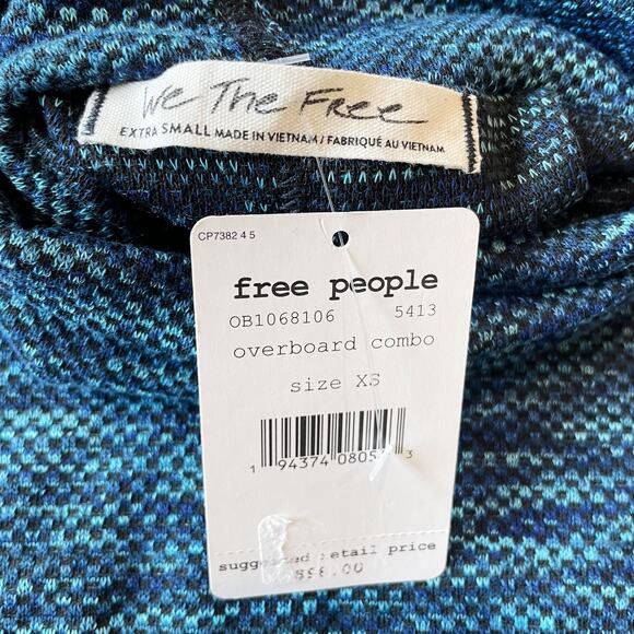 NWT Free People Womens Sunny Days Turtleneck Sweater Blue Overboard Combo XS New - Picture 8 of 10